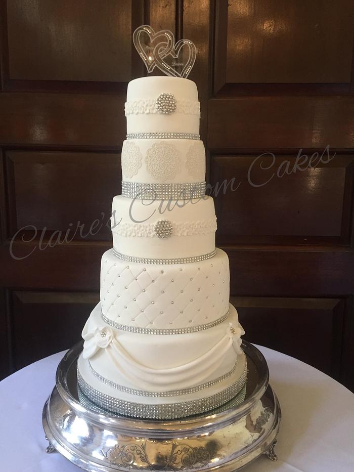 5 tier bling wedding cake