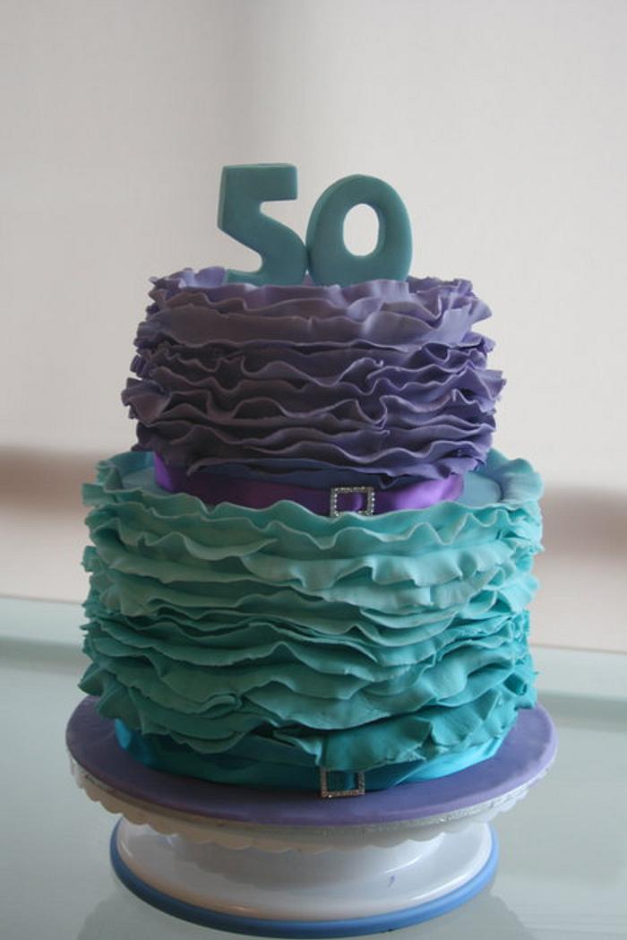 50th Birthday Ruffle Cake