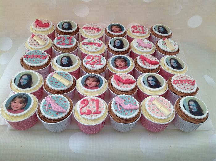 'Then and Now' 21st birthday cupcakes
