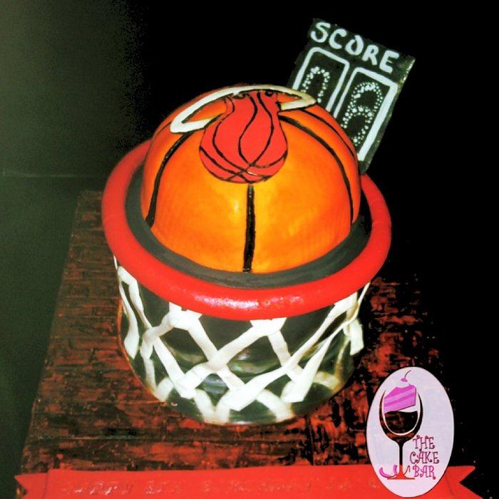 Heat Basketball and Hoop Cake