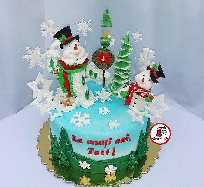 Winter Wonderland Snowman Cake_3