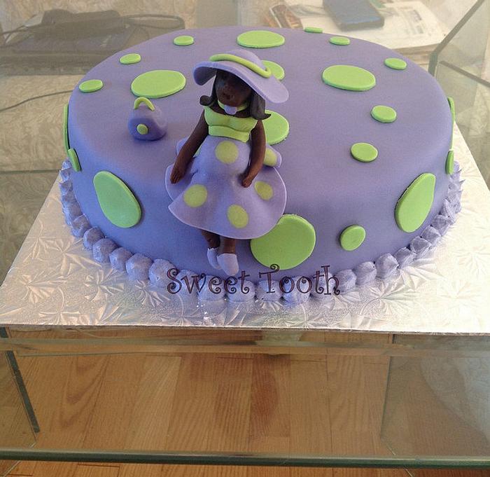 Purple and Lime Green Baby Shower Cake W/Cupcakes