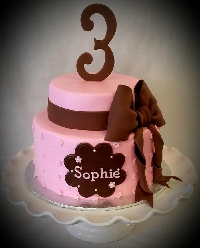 Pink and Chocolate birthday cake