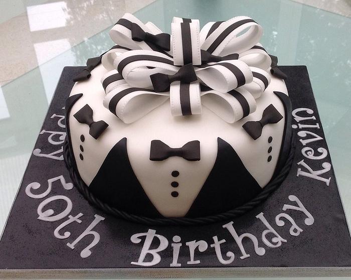 Black & White themed 50th Birthday Cake
