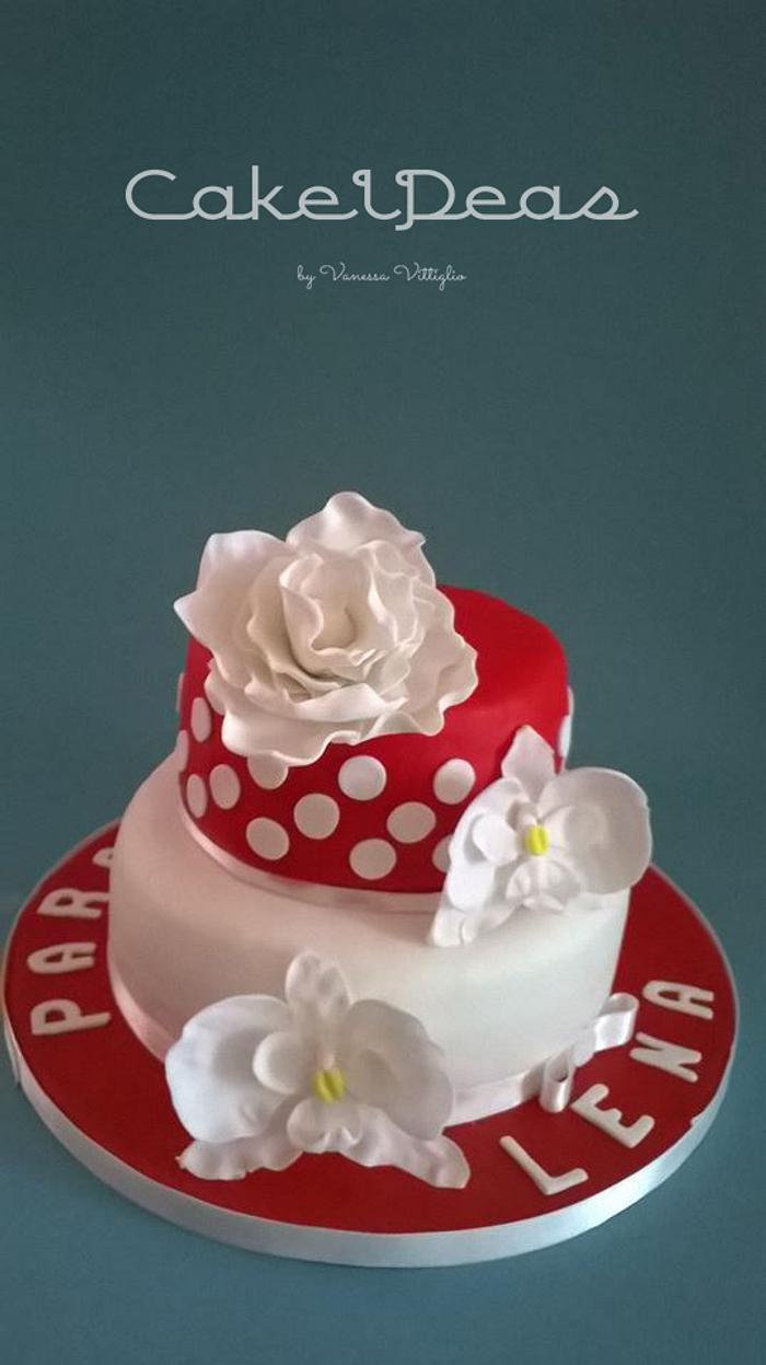 Red & White Birthday Cake