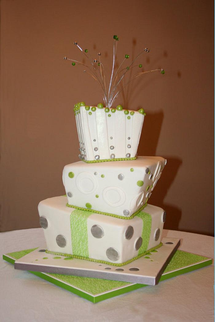 Topsy-turvy wedding cake