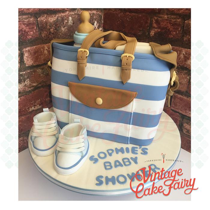 Blue Stripe Baby Bag with Converse Booties
