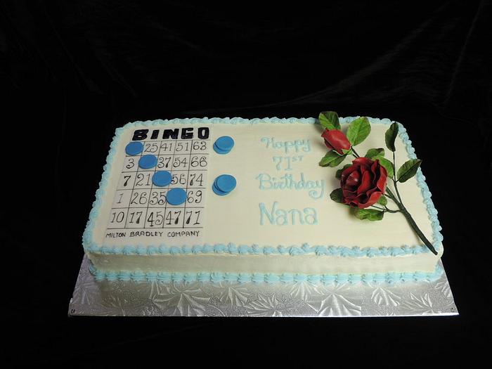 Bingo Lover's Birthday Cake with Sugar Rose