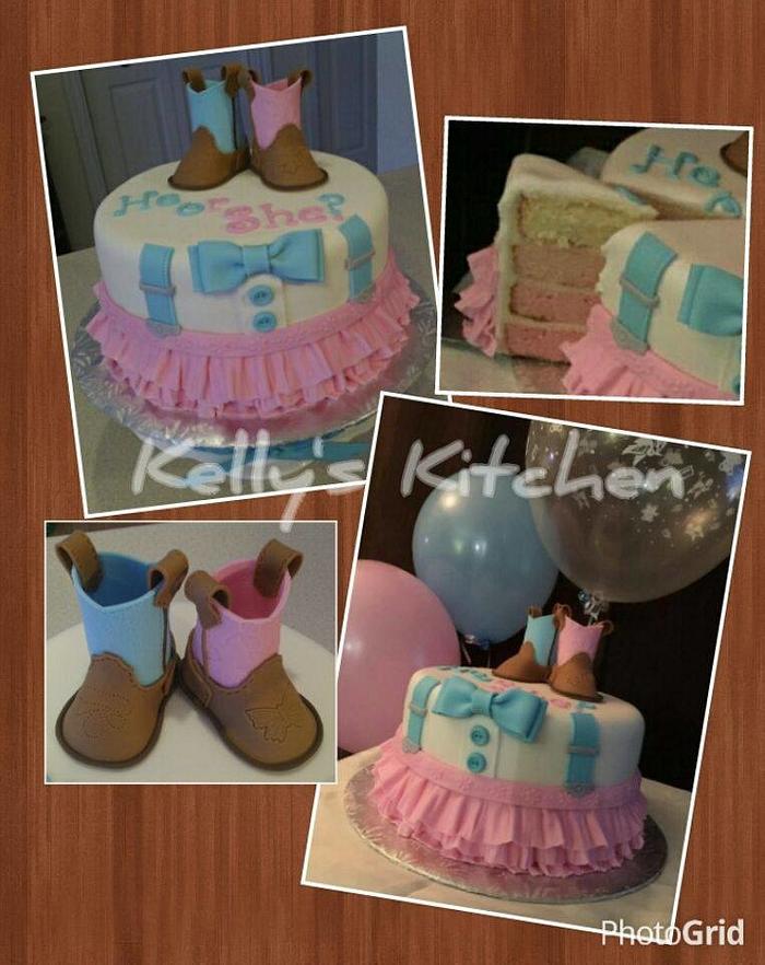 Gender reveal baby shower cake