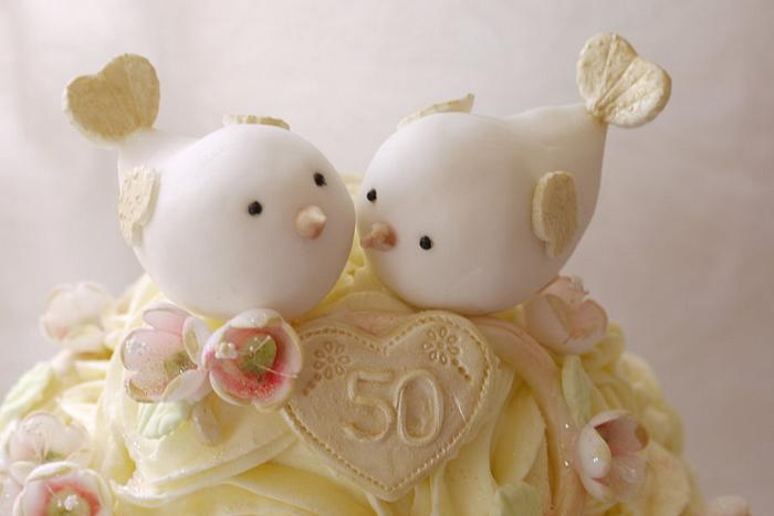 Love Birds 50th Wedding Anniversary Cake