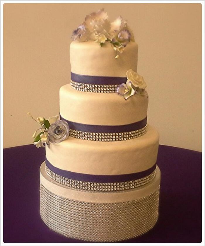 Three Tier wedding cake with bling. 