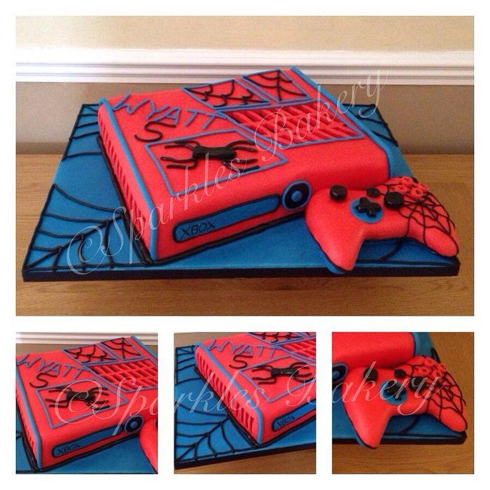 Spider-Man themed x box cake