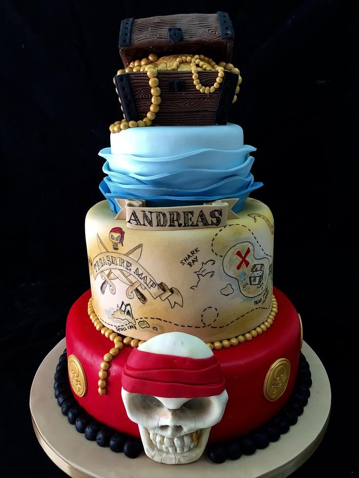 Treasure chest, pirate theme birthday cake