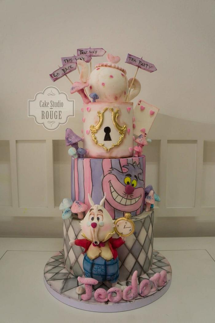 Alice in wonderland cake - white rabbit cake topper <3
