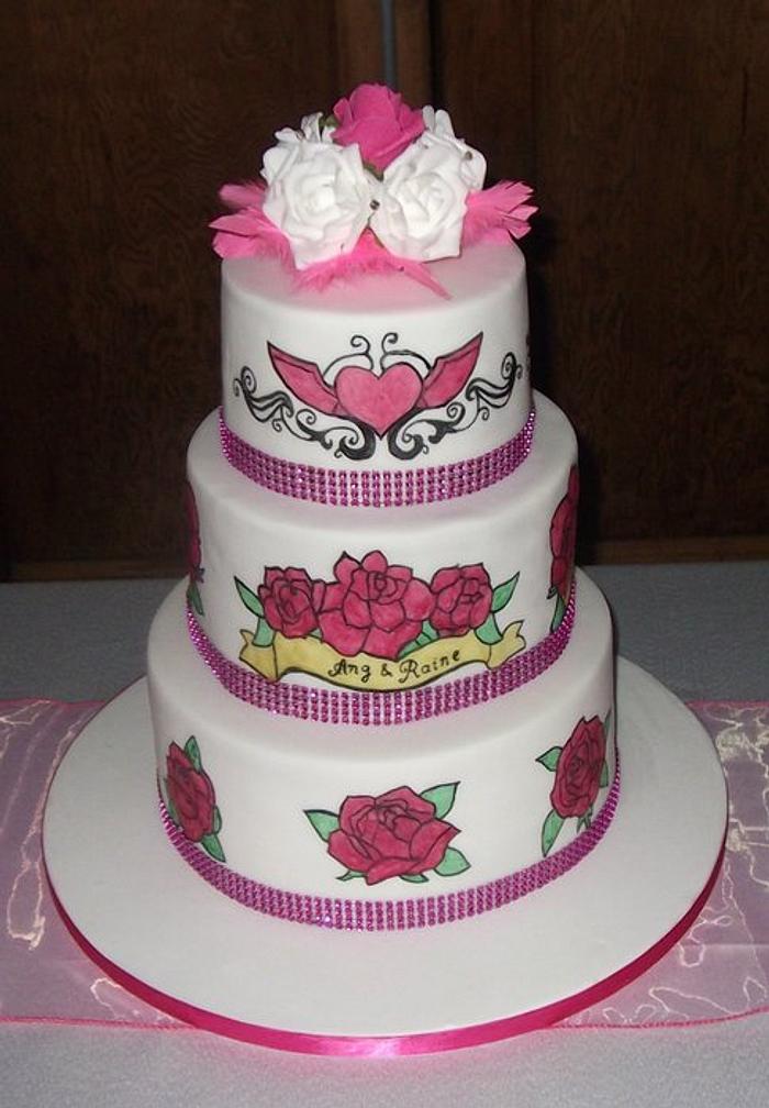 tattoo roses Wedding Cake