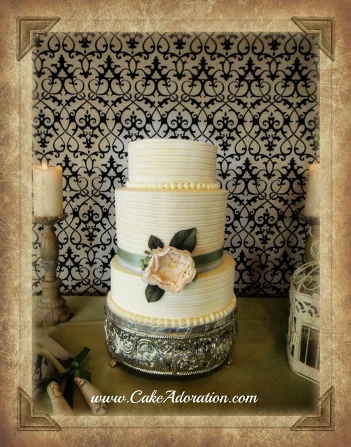 Vintage Buttercream With Hand Made Peony 