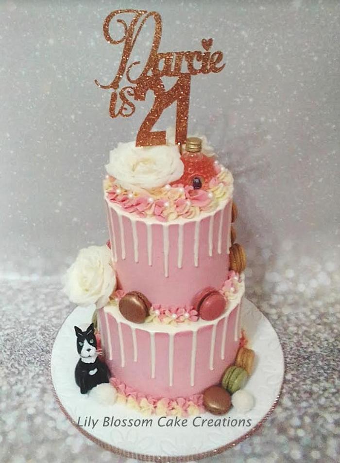 Rose Gold 21st Birthday Cake