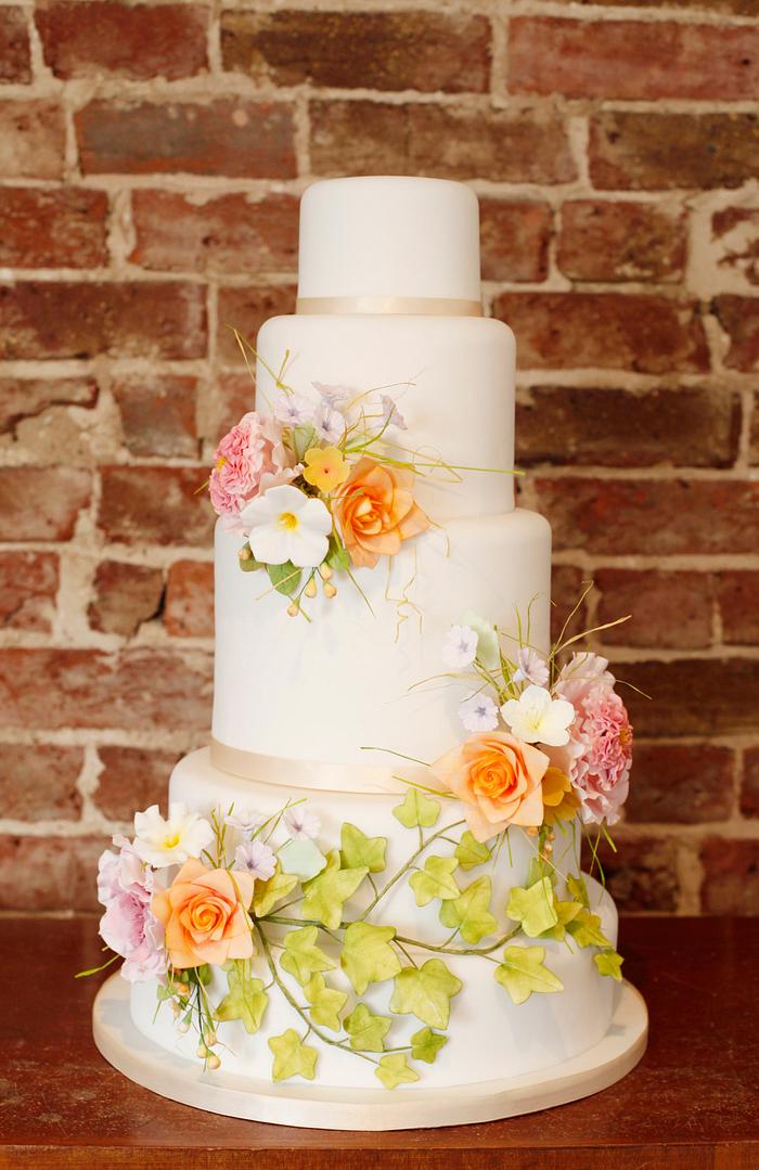 Harvest Flowers Wedding Cake