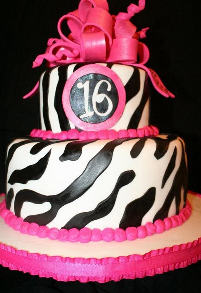 Zebra Stripes with Hot Pink Bow