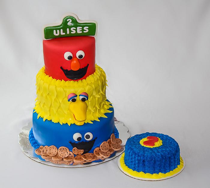 Sesame Street 2nd Birthday Cake with Smash Cake