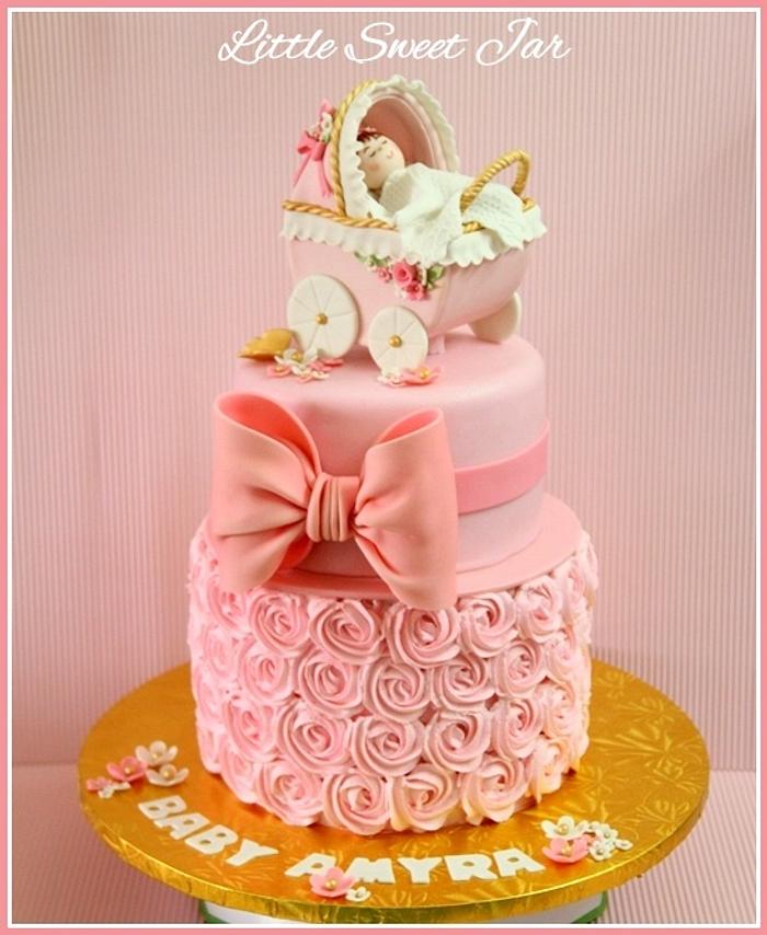Baby Pram - Decorated Cake by Komal Sahota - CakesDecor