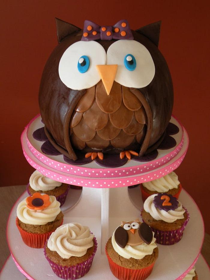 Owl cake & cupcakes