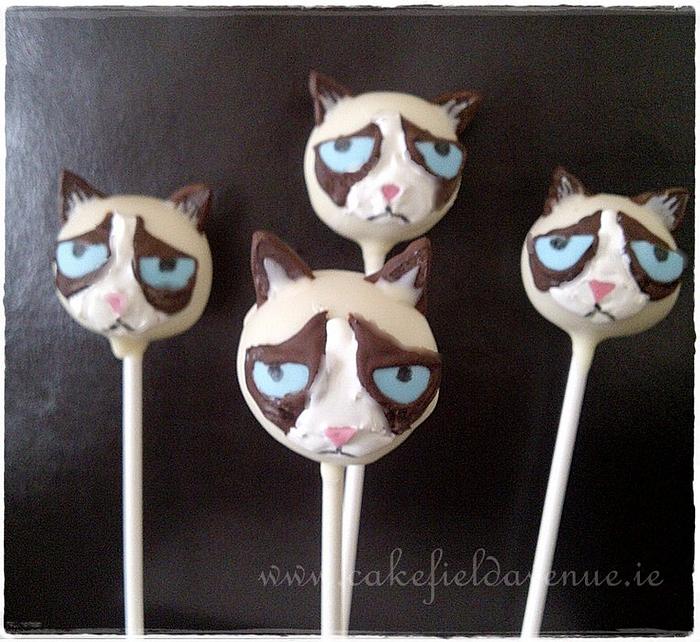 Grumpy Cat Cake Pops