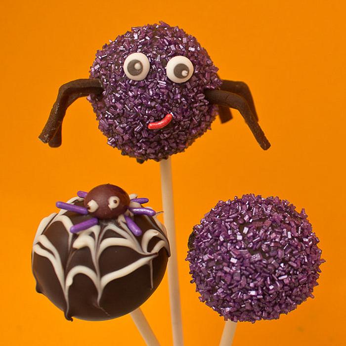 Spider Cake Pops with Sparkle