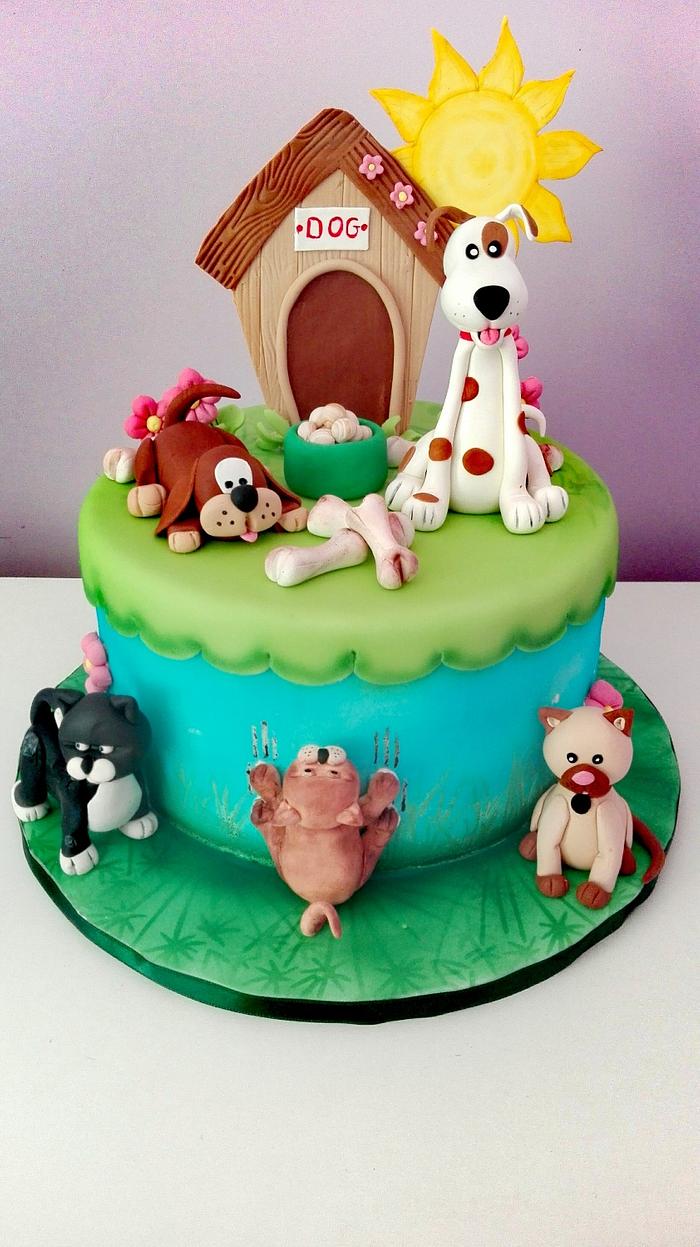 Cat and dog cake