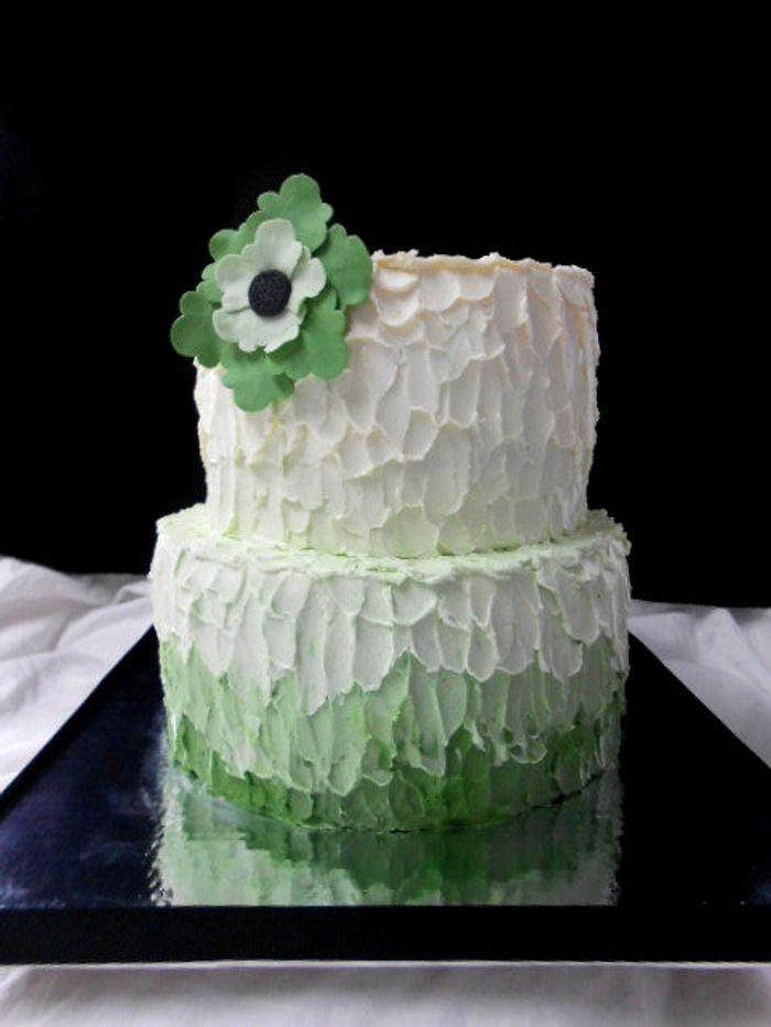 green ombre buttercream cake