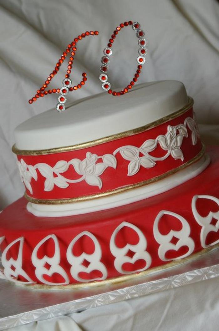 Cutwork Rose Anniversary Cake