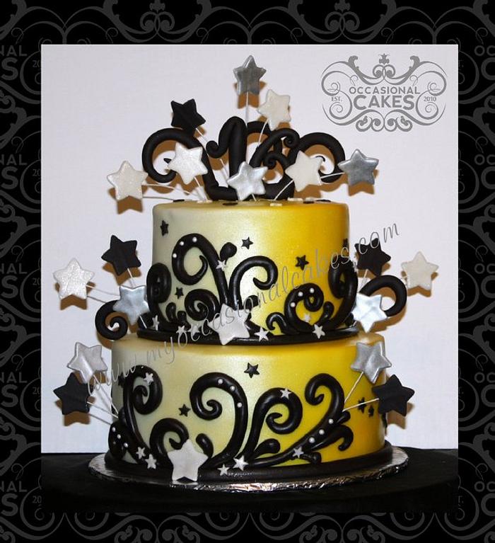Yellow Ombre Sweet 16 Cake
