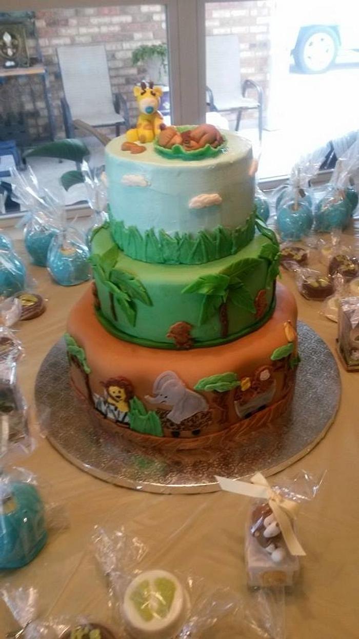 Safari themed Baby shower cake