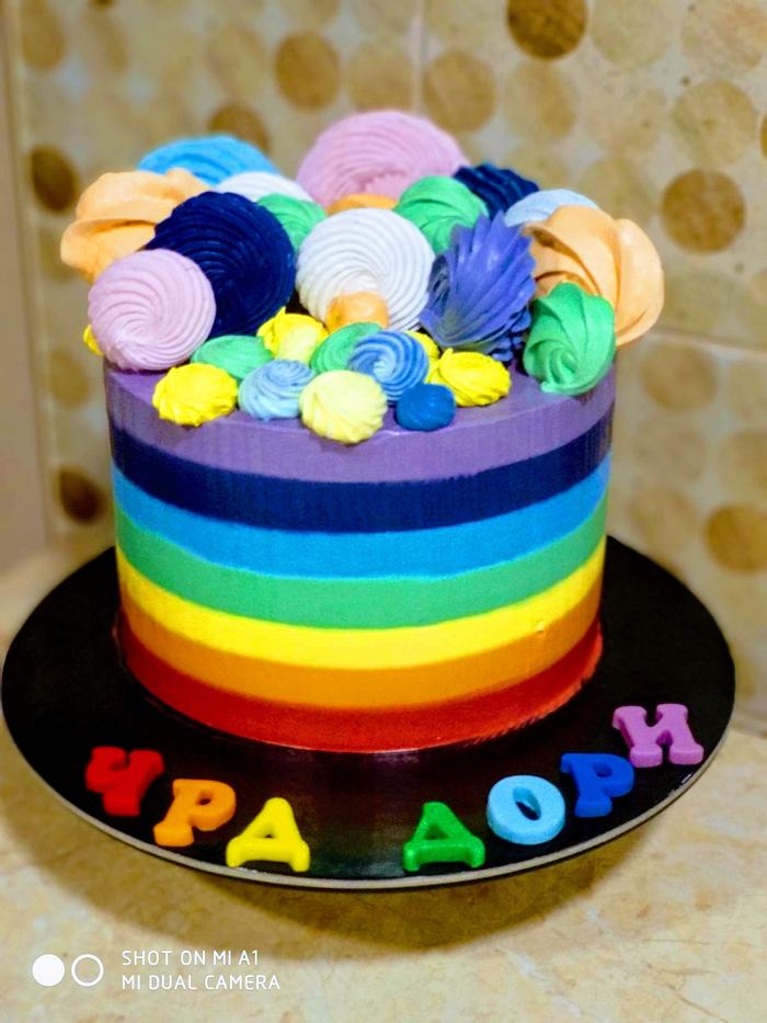 Rainbow cake without fondant - Decorated Cake by Nataly - CakesDecor