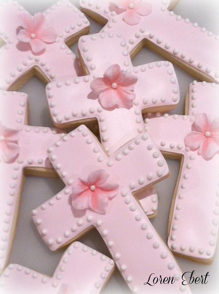 Pink Petunia Cross Cookies!