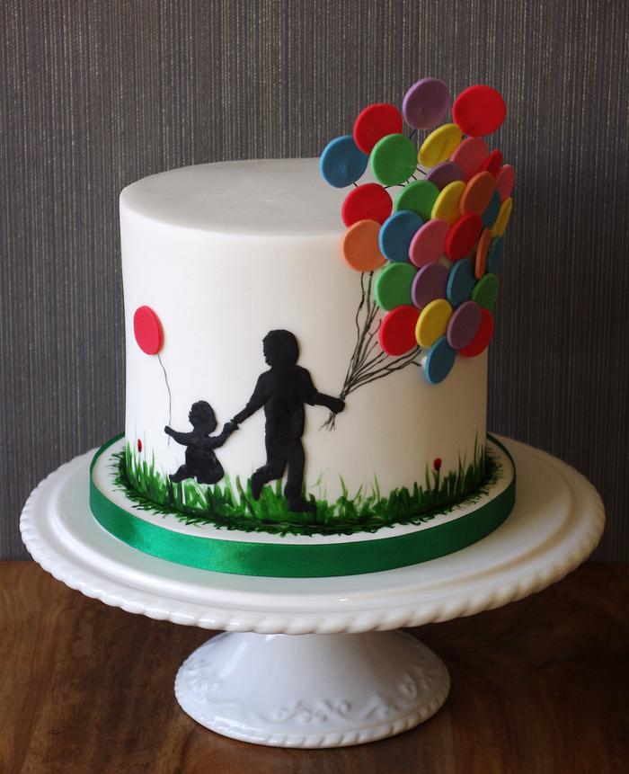 Balloon Silhouette Baby Shower cake