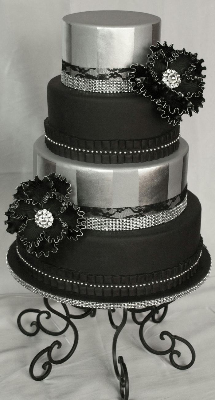 Black and silver cake
