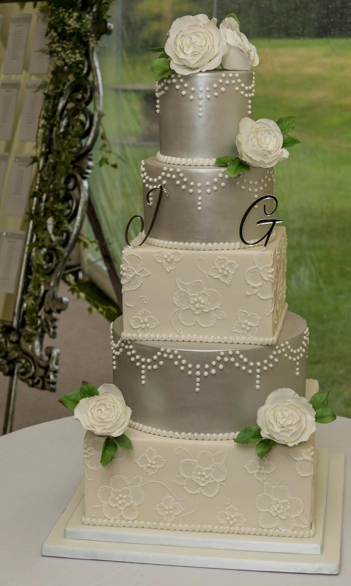 5 tier wedding cake