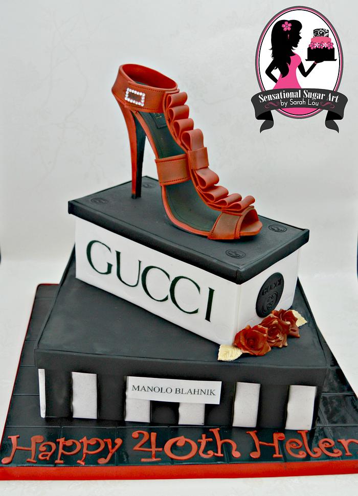 Gucci Shoe and Designer Boxes Cake - Decorated Cake by - CakesDecor