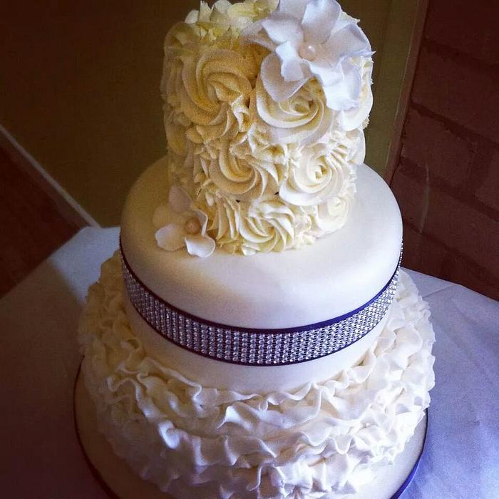 3 tier ruffles and buttercream wedding cake