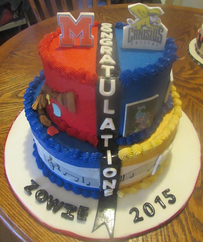 Dual theme graduation cake +