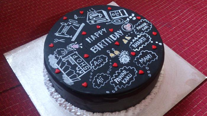 Black board themed cake