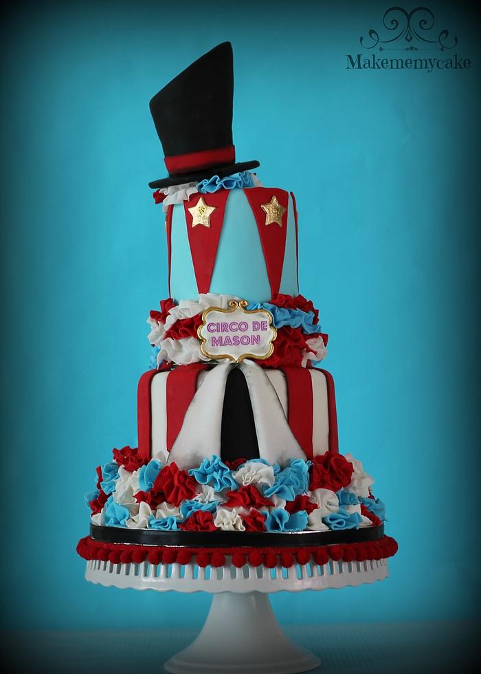 Circus and ruffles cake!!