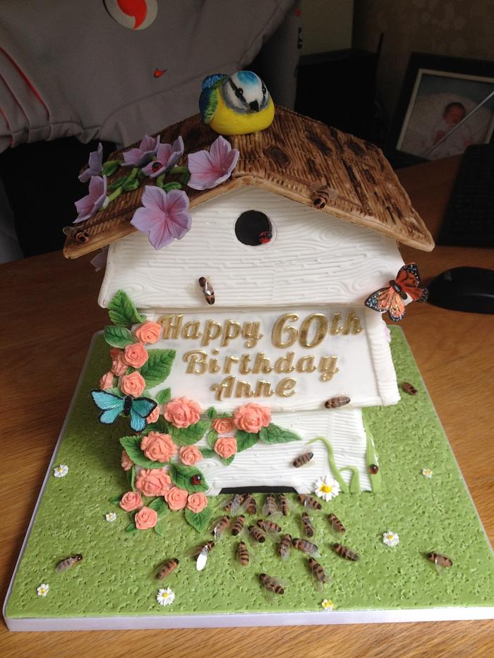 Beehive in the garden cake