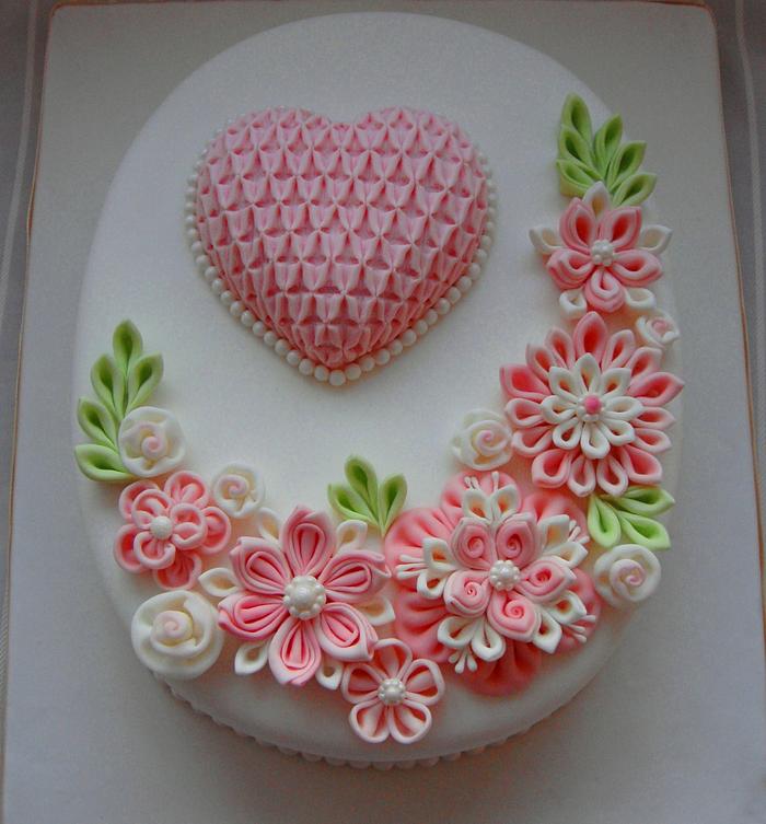 Ribbon flowers cake 