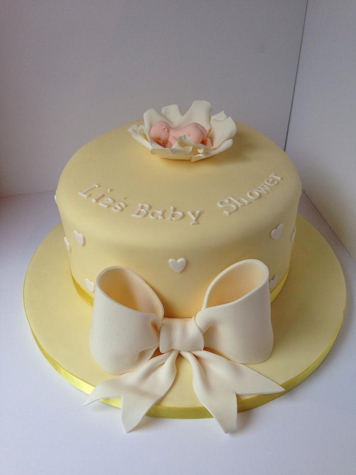 Simple Baby Shower Cake Decorated Cake Saunders - CakesDecor