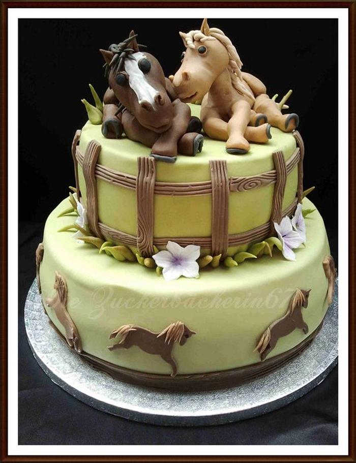 Birthday Cake with Horses