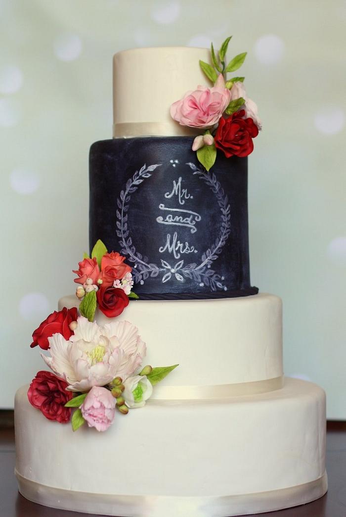 Elegant Chalkboard Wedding Cake
