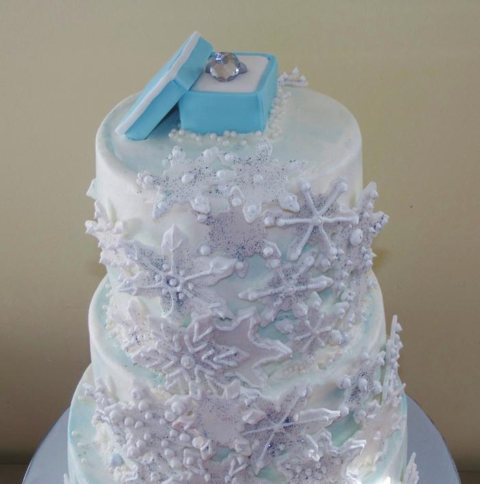 Winter Wonderland Engagement Cake