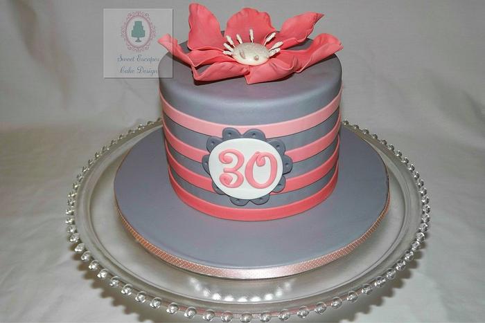 Pink & Gray Ombre Striped Cake